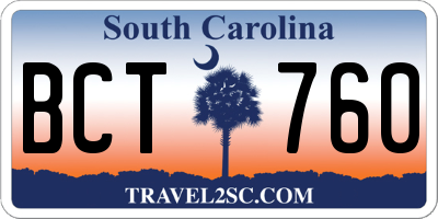 SC license plate BCT760