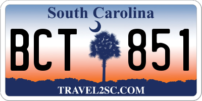 SC license plate BCT851
