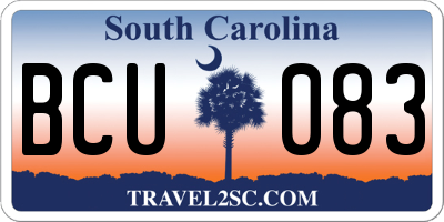 SC license plate BCU083