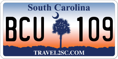 SC license plate BCU109