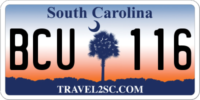 SC license plate BCU116