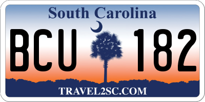 SC license plate BCU182