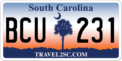 SC license plate BCU231