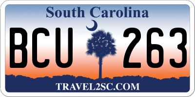 SC license plate BCU263