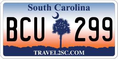 SC license plate BCU299