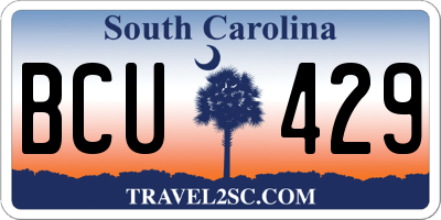 SC license plate BCU429