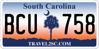 SC license plate BCU758