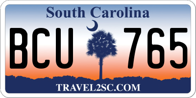 SC license plate BCU765