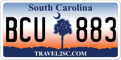 SC license plate BCU883