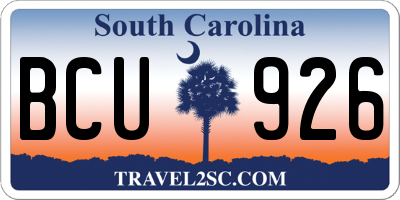 SC license plate BCU926