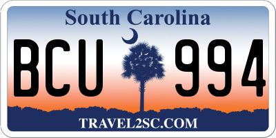 SC license plate BCU994