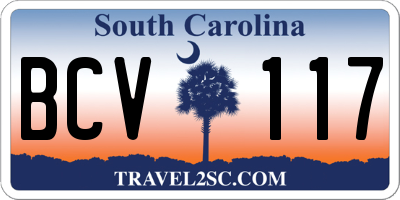 SC license plate BCV117