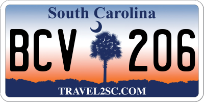 SC license plate BCV206