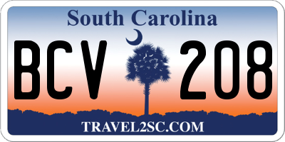 SC license plate BCV208