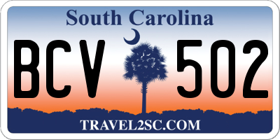 SC license plate BCV502