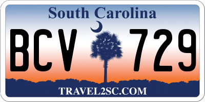 SC license plate BCV729