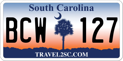 SC license plate BCW127