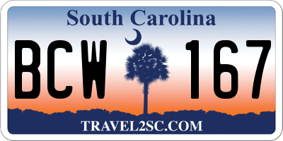 SC license plate BCW167