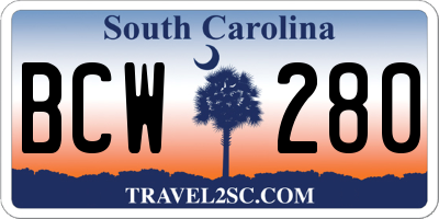 SC license plate BCW280