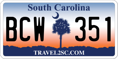 SC license plate BCW351