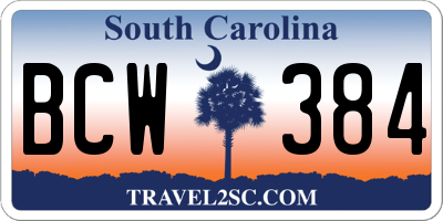 SC license plate BCW384