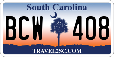 SC license plate BCW408