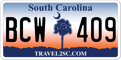 SC license plate BCW409
