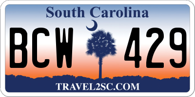 SC license plate BCW429
