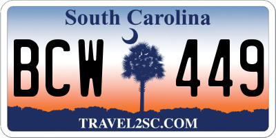 SC license plate BCW449