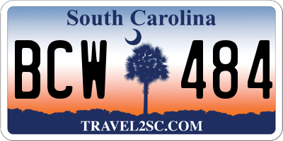SC license plate BCW484