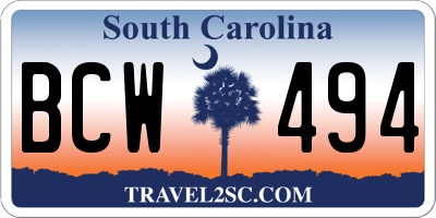 SC license plate BCW494