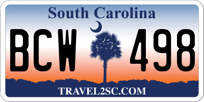 SC license plate BCW498