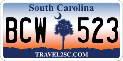 SC license plate BCW523