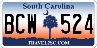 SC license plate BCW524