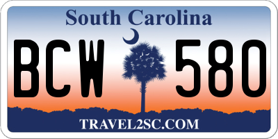 SC license plate BCW580