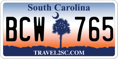 SC license plate BCW765