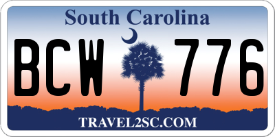 SC license plate BCW776