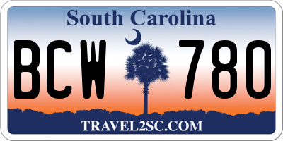 SC license plate BCW780