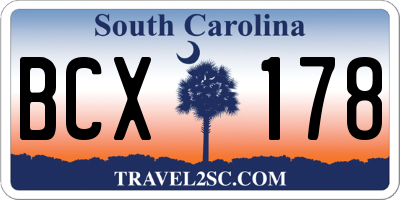 SC license plate BCX178