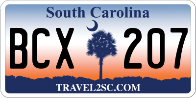 SC license plate BCX207