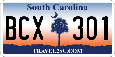 SC license plate BCX301
