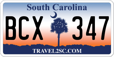 SC license plate BCX347