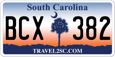 SC license plate BCX382