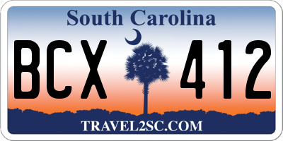 SC license plate BCX412