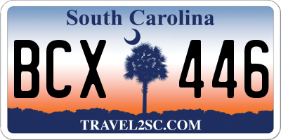 SC license plate BCX446
