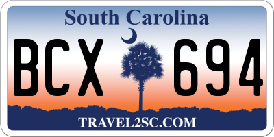 SC license plate BCX694
