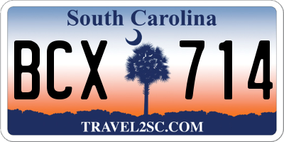 SC license plate BCX714