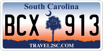 SC license plate BCX913