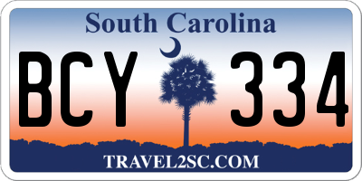 SC license plate BCY334
