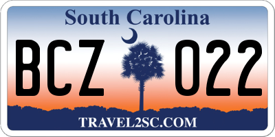SC license plate BCZ022